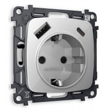 Розетка с заземлением и 2хUSB type A и C, без рамки Ambrella Volt MO410010 Quant