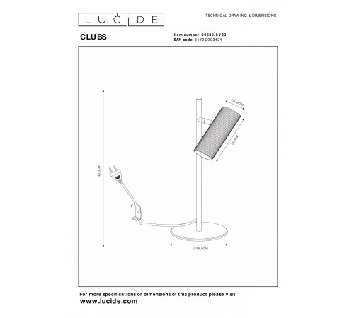 Настольная лампа декоративная Lucide 09539/01/30 Clubs