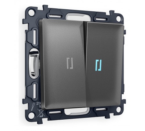 Выключатель двухклавишный с подсветкой без рамки Ambrella Volt MA654020 Quant