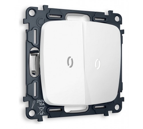 Выключатель проходной двухклавишный с подсветкой без рамки Ambrella Volt MO124035 Quant