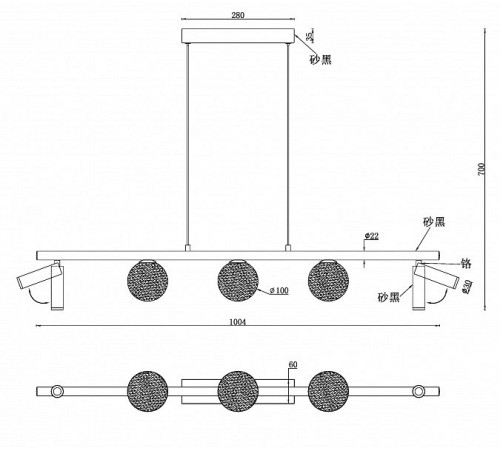 Подвесной светильник iLedex C4774-100 SBK Telescope
