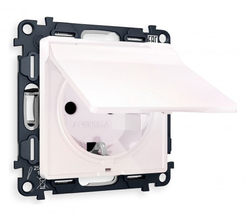 Розетка с заземлением и со шторкой, без рамки с крышкой Ambrella Volt MA208010 Quant