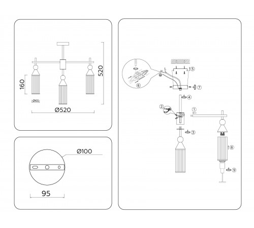 Люстра на штанге Ambrella Light LH55256 LH