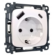 Розетка с заземлением и 2хUSB type A и C, без рамки Ambrella Volt MO210010 Quant