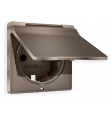 Накладка для розетки влагозащищенной с заземлением и со шторками с крышкой Ambrella Volt AP6380 Quant