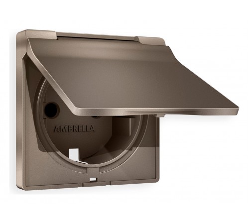 Накладка для розетки влагозащищенной с заземлением и со шторками с крышкой Ambrella Volt AP6380 Quant