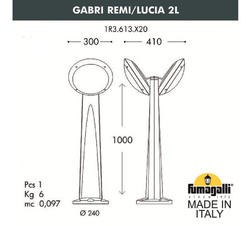 Наземный высокий светильник Fumagalli 1R3.613.X20.AYE27 Lucia
