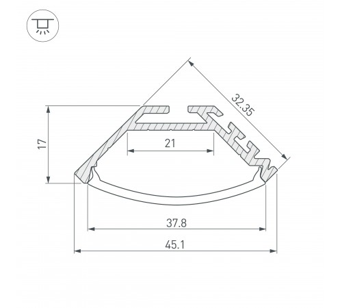 Профиль Arlight 020898 KLUS-P45-2000 ANOD