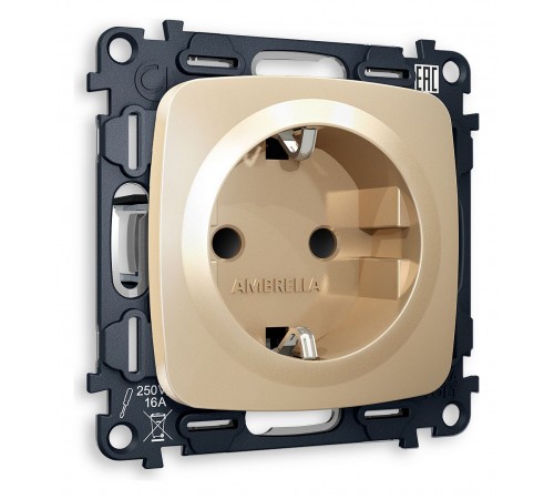 Розетка с заземлением и со шторкой, без рамки Ambrella Volt MO607010 Quant
