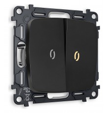 Выключатель двухклавишный с подсветкой без рамки Ambrella Volt MO804010 Quant