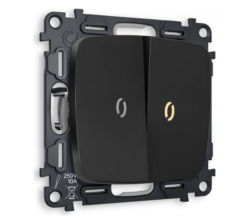 Выключатель двухклавишный с подсветкой без рамки Ambrella Volt MO804010 Quant