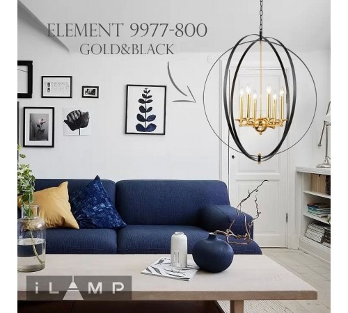 Подвесная люстра iLamp 9977-800 GL+BK Element
