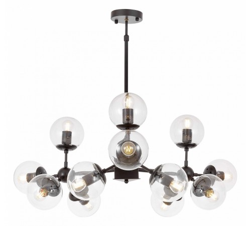 Люстра на штанге LUMINA DECO LDP 160-12 BK+PR Zodiak