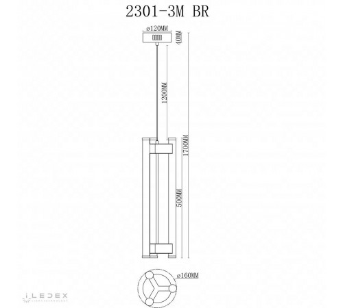 Подвесной светильник iLedex 2301-3M BR Rocks