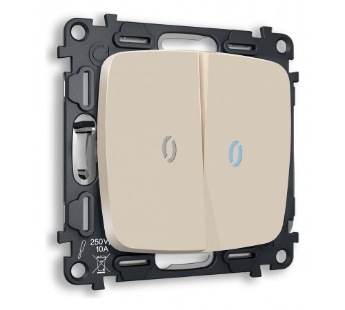 Выключатель двухклавишный с подсветкой без рамки Ambrella Volt MO324020 Quant
