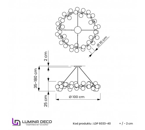 Подвесная люстра LUMINA DECO LDP 6033-40 BK+MD MARSIADA