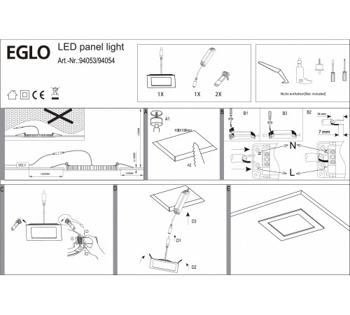 Встраиваемый светильник Eglo 94053 Fueva 1
