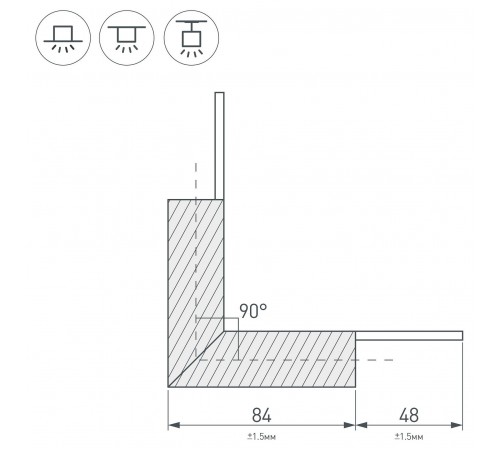 Соединитель угловой L-образный накладной Arlight 026135 KLUS