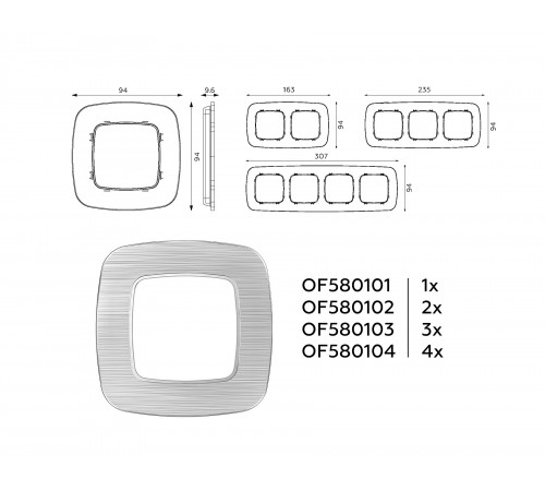 Рамка на 2 поста Ambrella Volt OF580102 Radian Металл