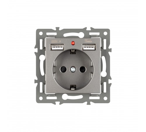 Розетка с заземлением и 2хUSB type A, без рамки Arlight 43735 SCT