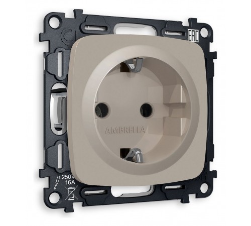Розетка с заземлением, без рамки Ambrella Volt MO366010 Quant