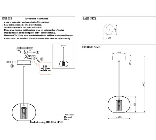 Светильник подвесной Crystal Lux BELEZA SP1 E CHROME