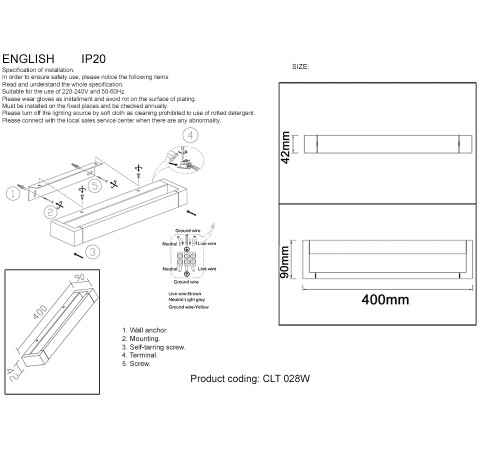 Бра Crystal Lux CLT 028W BL