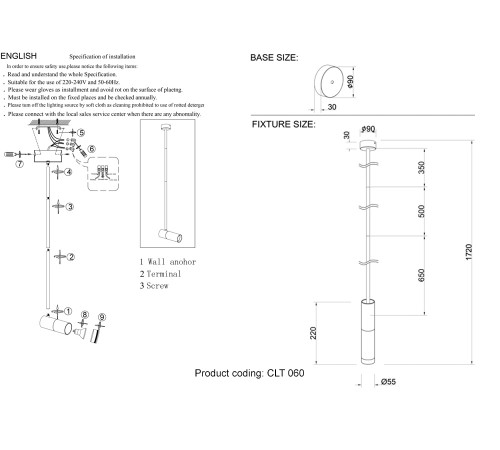 Светильник подвесной Crystal Lux CLT 060C1 BL