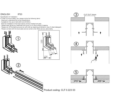Внешний соединитель угловой для встраиваемого магнитного шинопровода Crystal Lux CLT 0.223 03 BL