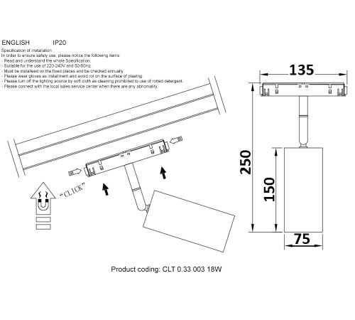 Светильник трековый магнитный Crystal Lux CLT 0.33 003 18W BL 3000K