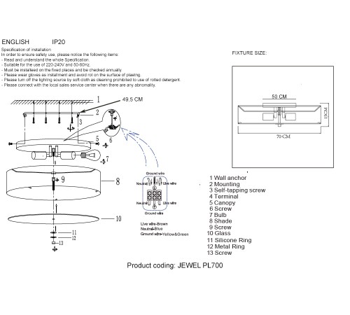 Светильник потолочный Crystal Lux JEWEL PL700 WH