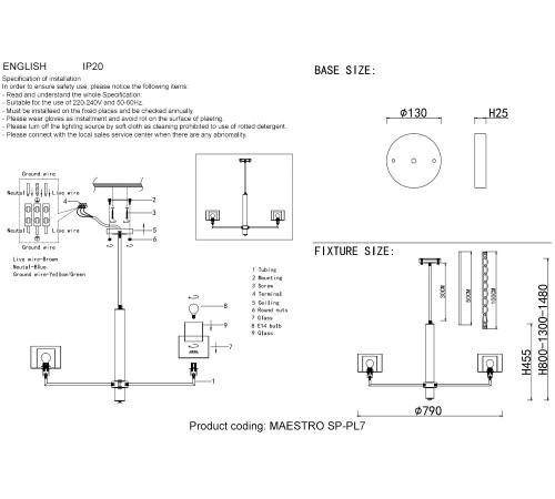 Люстры Crystal Lux MAESTRO SP-PL7 CHROME