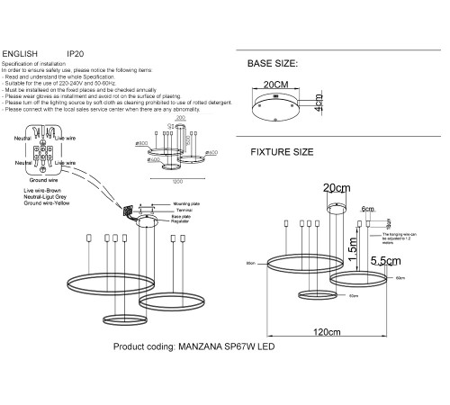Люстра Crystal Lux MANZANA SP67W LED BLACK