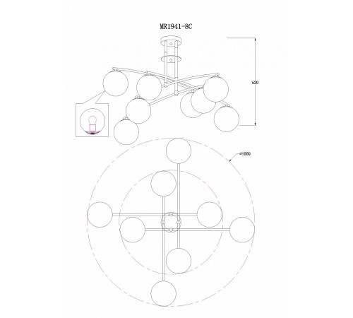 Люстра на штанге MyFar MR1941-8C Aerton