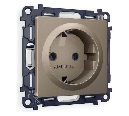 Розетка с заземлением, без рамки Ambrella Volt MA636010 Quant