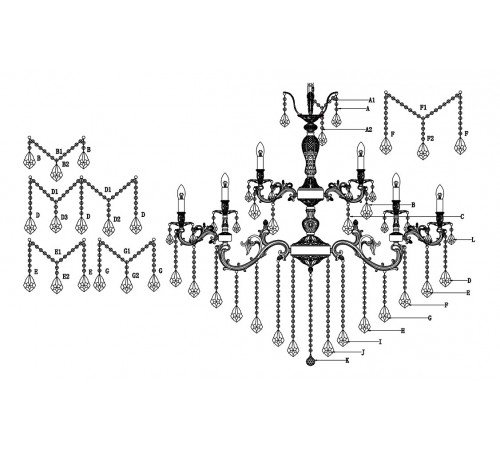 Подвесная люстра Lucia Tucci BARLETTA 122.16.8.6 antique Barletta