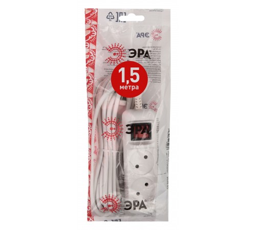 Сетевой фильтр Эра Б0044046 U-2s-1,5m-2x1