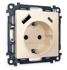 Розетка с заземлением и 2хUSB type A и C, без рамки Ambrella Volt MA310010 Quant