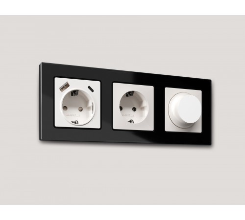 Рамка на 3 поста Ambrella Volt AF380803 Platos Стекло натуральное