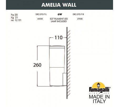 Светильник на штанге Fumagalli DR2.570.000.LYF1R Amelia
