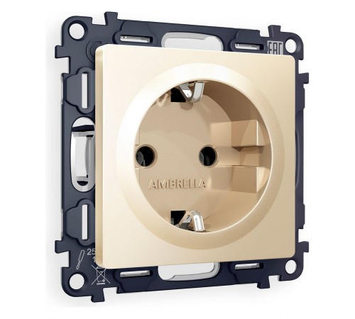 Розетка с заземлением, без рамки Ambrella Volt MA606010 Quant