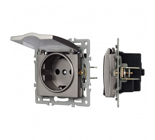 Розетка влагозащищенная с заземлением и со шторкой, без рамки с крышкой Arlight 43747 SCT