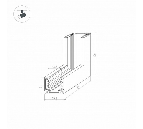 Соединитель угловой внутренний для треков накладных Arlight 036022 MAG-ORIENT