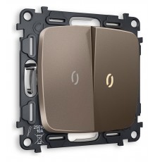 Выключатель проходной двухклавишный с подсветкой без рамки Ambrella Volt MO634030 Quant