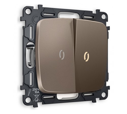 Выключатель проходной двухклавишный с подсветкой без рамки Ambrella Volt MO634030 Quant