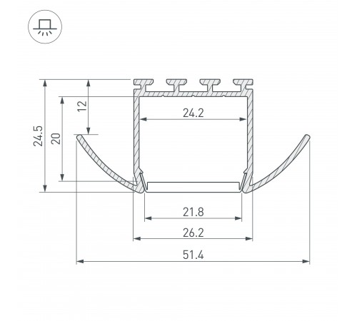 Профиль встраиваемый Arlight 016444 PLS-LOCK-H25-FA-2000 ANOD