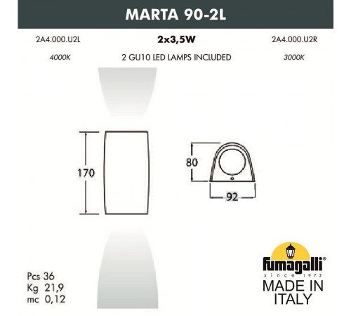 Светильник на штанге Fumagalli 2A4.000.000.LXU2L Marta