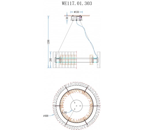 Подвесной светильник Wertmark WE117.01.303 Patricia
