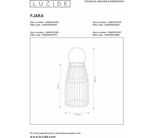 Настольная лампа декоративная Lucide 06801/01/30 Fjara