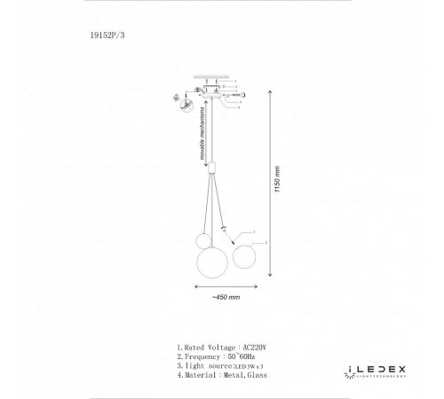 Подвесной светильник iLedex 19152P/3-6W-3000K CP Selfie